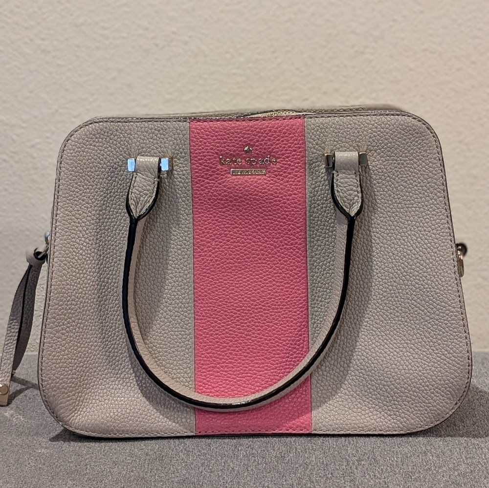 Kate Spade Bennet Street Ryn Pink & Taupe Colorblock Satchel/Crossbody NO STRAP